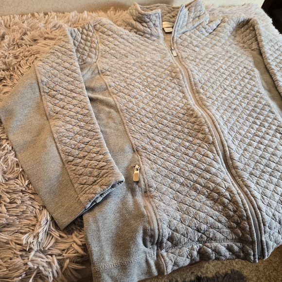 Christopher & Banks Gray Quilted Zip Up Sweatshirt jacket Size Large - Picture 6 of 14